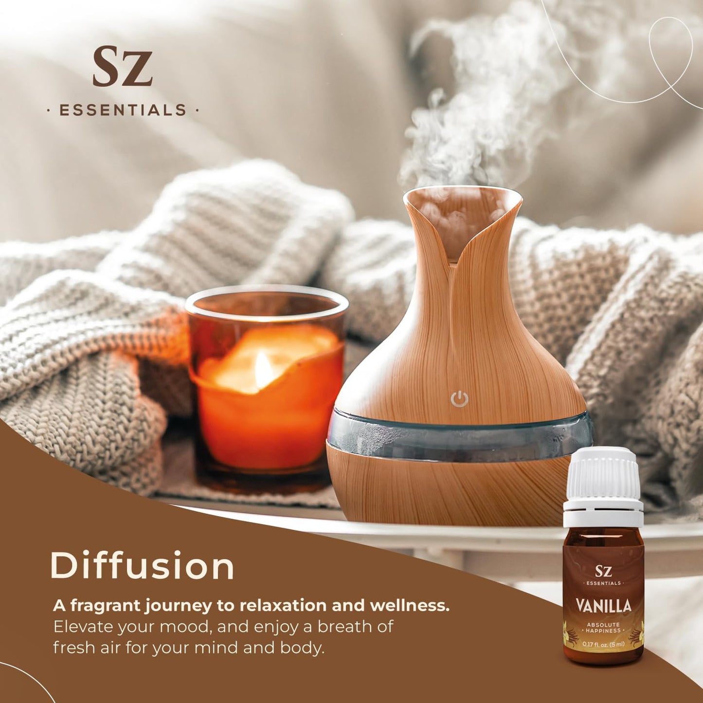 Sz Essentials Vanilla Essential Oil – 100% Pure, Undiluted, Therapeutic Grade (5ml)