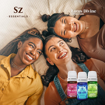 Sz Essentials Lotus Divine Essential Oils – Blue, Pink & White Lotus (3x5ml) – 100% Pure