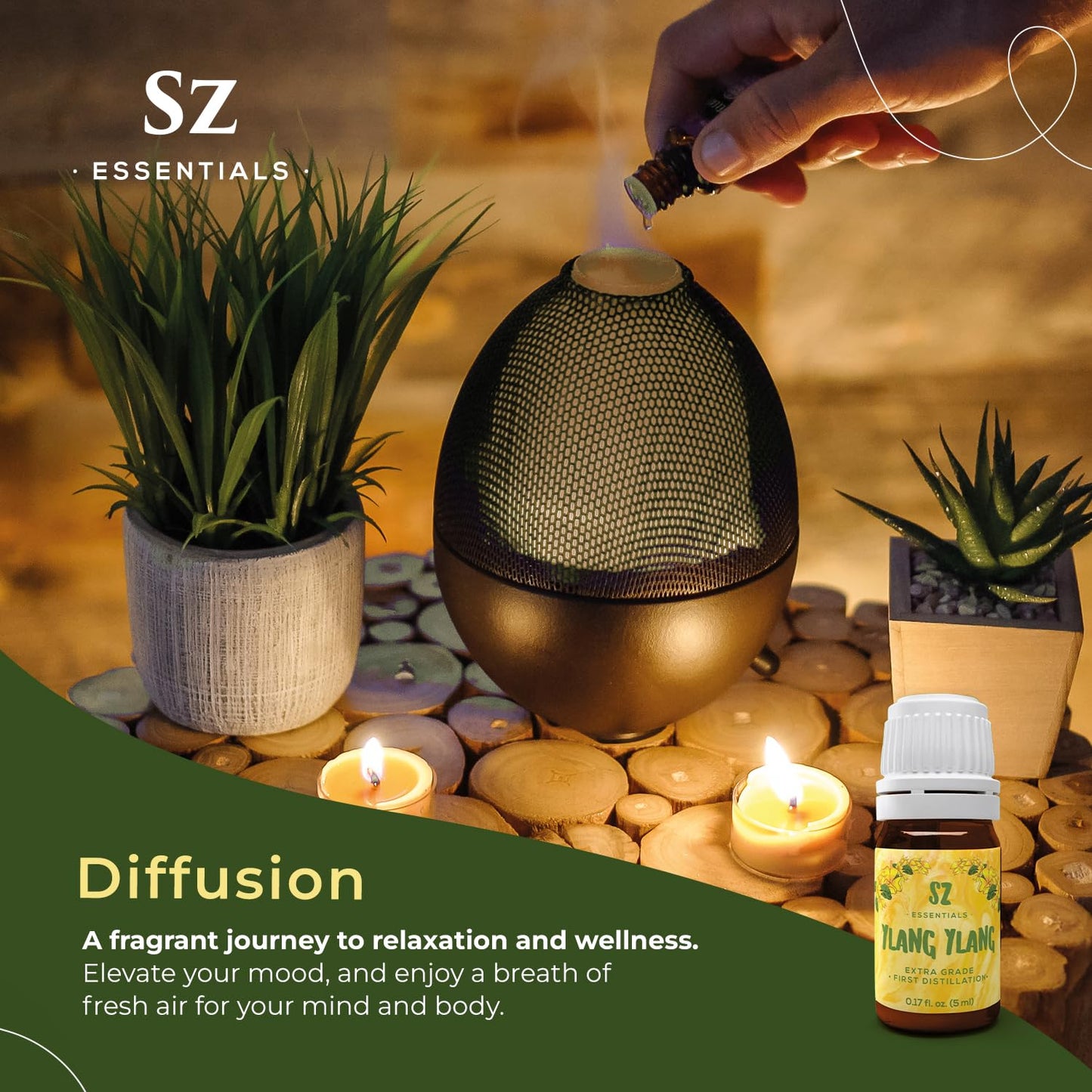 SZ Essentials Ylang Ylang Essential Oil – 0.17oz, 100% Pure & Undiluted