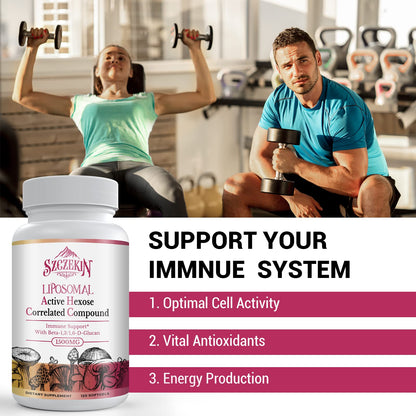 SZCZEKIN 1500mg Liposomal AHCC Supplement – 120 Soft Gels, Immune & Liver Support, 8-Mushroom Blend