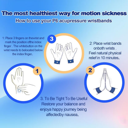 SZSTYYP Motion Sickness Bands for Kids – Non-Drug Acupressure Wristbands (2 Pairs, Blue & Red)