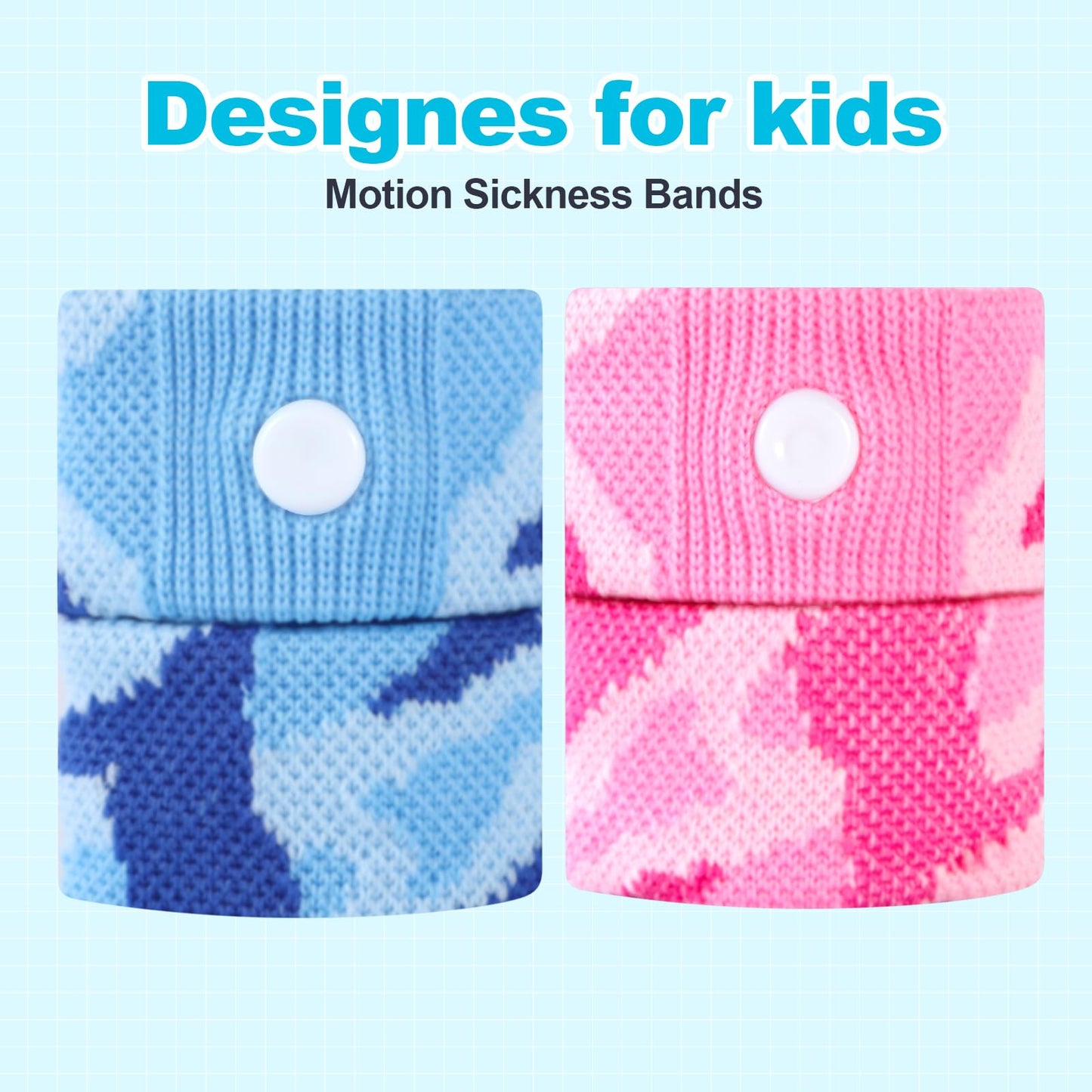 SZSTYYP Motion Sickness Bands for Kids – 2 Pairs Blue/Red Acupressure Wristbands for Travel