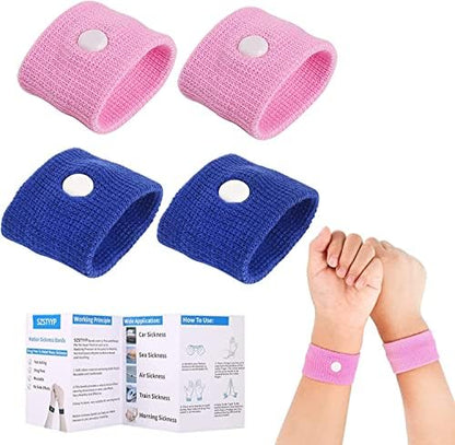 SZSTYYP Motion Sickness Bands for Kids - Non-Drug Travel Nausea Relief (Pink & Blue)
