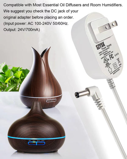 24V Diffuser Power Adapter 0.7A/0.65A/0.6A/0.5A for URPOWER & InnoGear