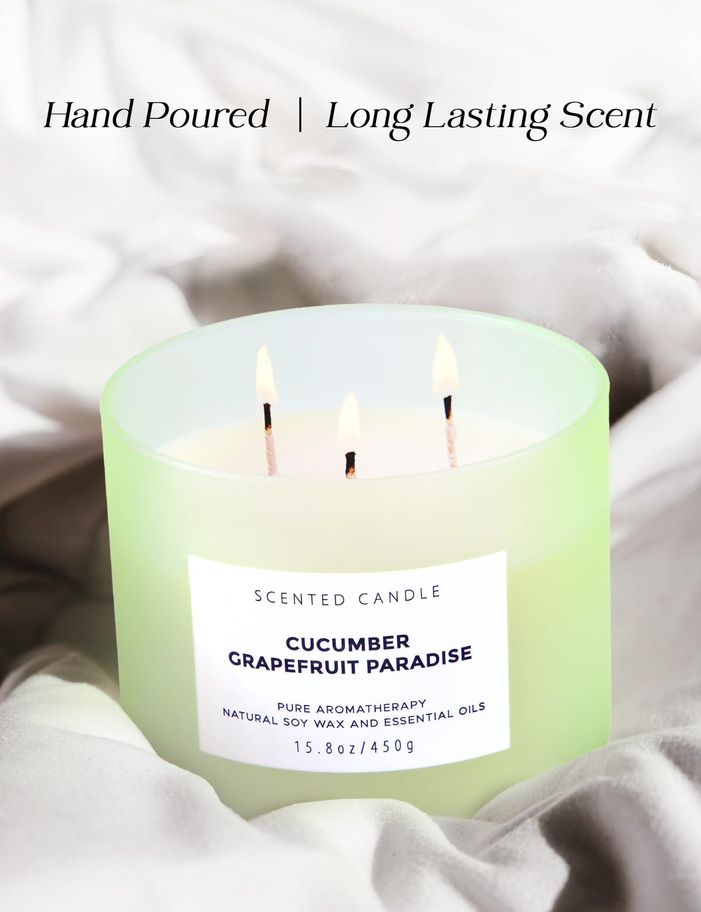 T&H Cucumber Grapefruit Paradise 3-Wick Soy Candle | 15.8 oz Fresh Citrus Aromatherapy