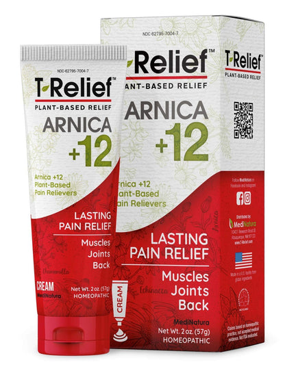 T-Relief Arnica +12 Cream – Natural Back Pain & Soreness Relief (2 oz)