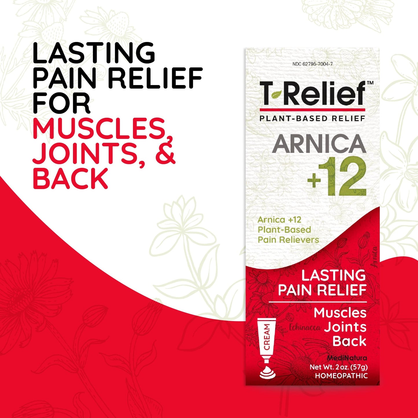 T-Relief Arnica +12 Cream – Natural Back Pain & Soreness Relief (2 oz)