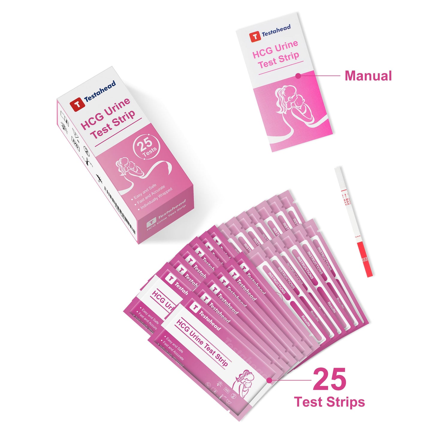 T TESTAHEAD Pregnancy Test Strips – 25 Count, High Sensitivity for Early Detection