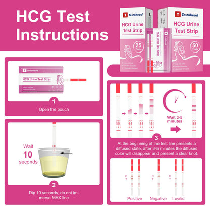 T TESTAHEAD Pregnancy Test Strips – 25 Count, High Sensitivity for Early Detection