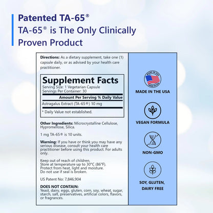 TA-65 Telomerase Activation Supplement – 100 Units, 30 Capsules | T.A. Sciences BritishVita | Premium UK Vitamins & Wellness Supplements