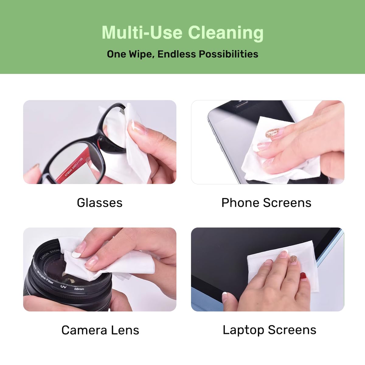 SOLWST Optix Lens Cleaning Wipes – 300 Pre-Moistened, Individually Wrapped for Glasses, Lenses & Screens