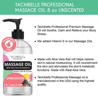 Tachibelle Unscented Massage Oil 8 oz – Soothing, Calming Therapy