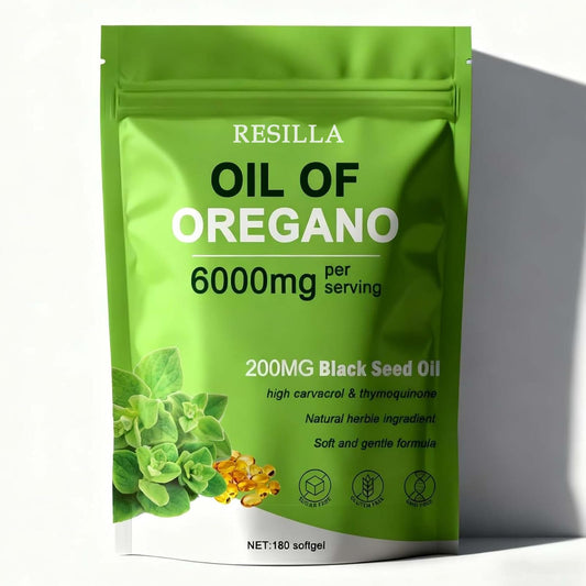 TAFUTY RESILLA Oil of Oregano with Black Seed Oil – 6000mg 2-in-1 Softgels, Non-GMO, Gluten Free, 180 Softgels BritishVita | Premium UK Vitamins & Wellness Supplements