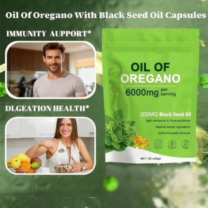 TAFUTY RESILLA Oil of Oregano with Black Seed Oil – 6000mg 2-in-1 Softgels, Non-GMO, Gluten Free, 180 Softgels