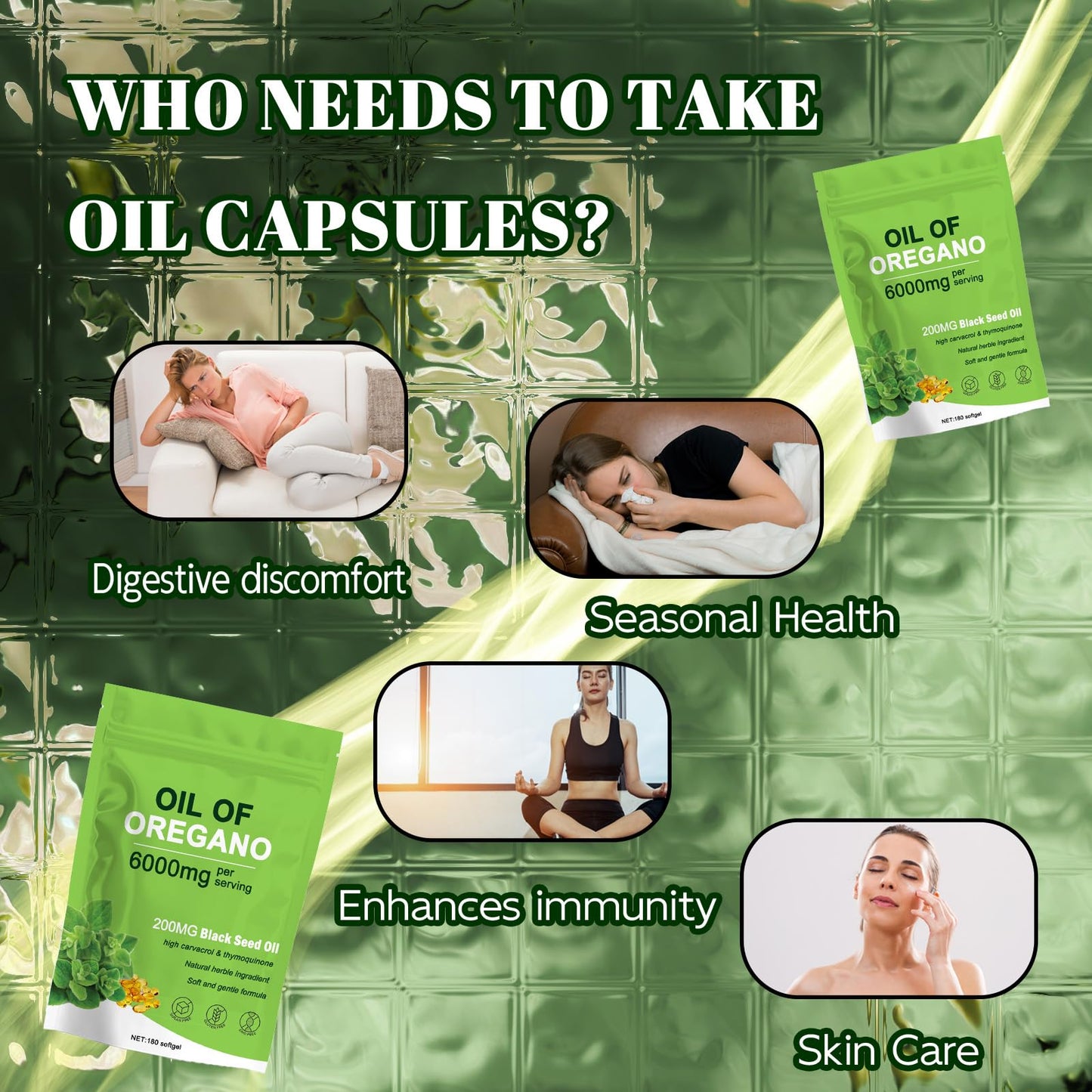 TAFUTY RESILLA Oil of Oregano with Black Seed Oil – 6000mg 2-in-1 Softgels, Non-GMO, Gluten Free, 180 Softgels