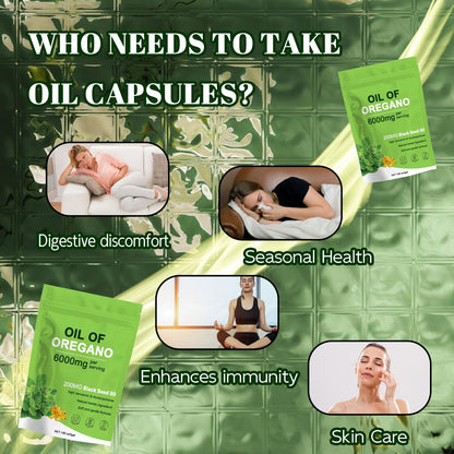 TAFUTY RESILLA Oil of Oregano with Black Seed Oil – 6000mg 2-in-1 Softgels, Non-GMO, Gluten Free, 180 Softgels