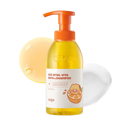 TAGA ATO Vital Vita Kids Bath & Shampoo 300 ml – Vegan, Hypoallergenic 2-in-1 Cleanser