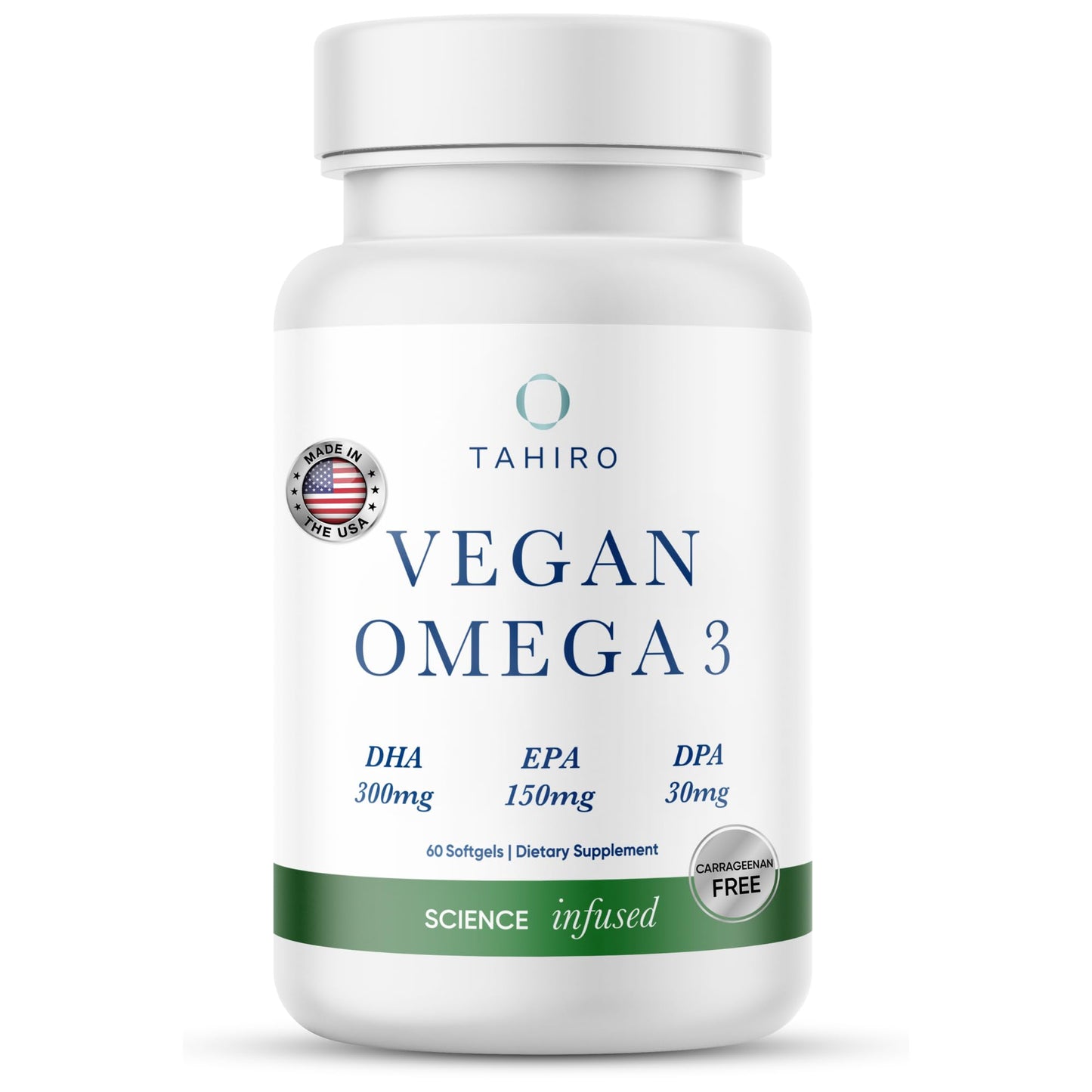 TAHIRO Vegan Omega-3 Softgels – 1000mg Plant-Based DHA, EPA & DPA | Brain Health, Prenatal & Joint Support