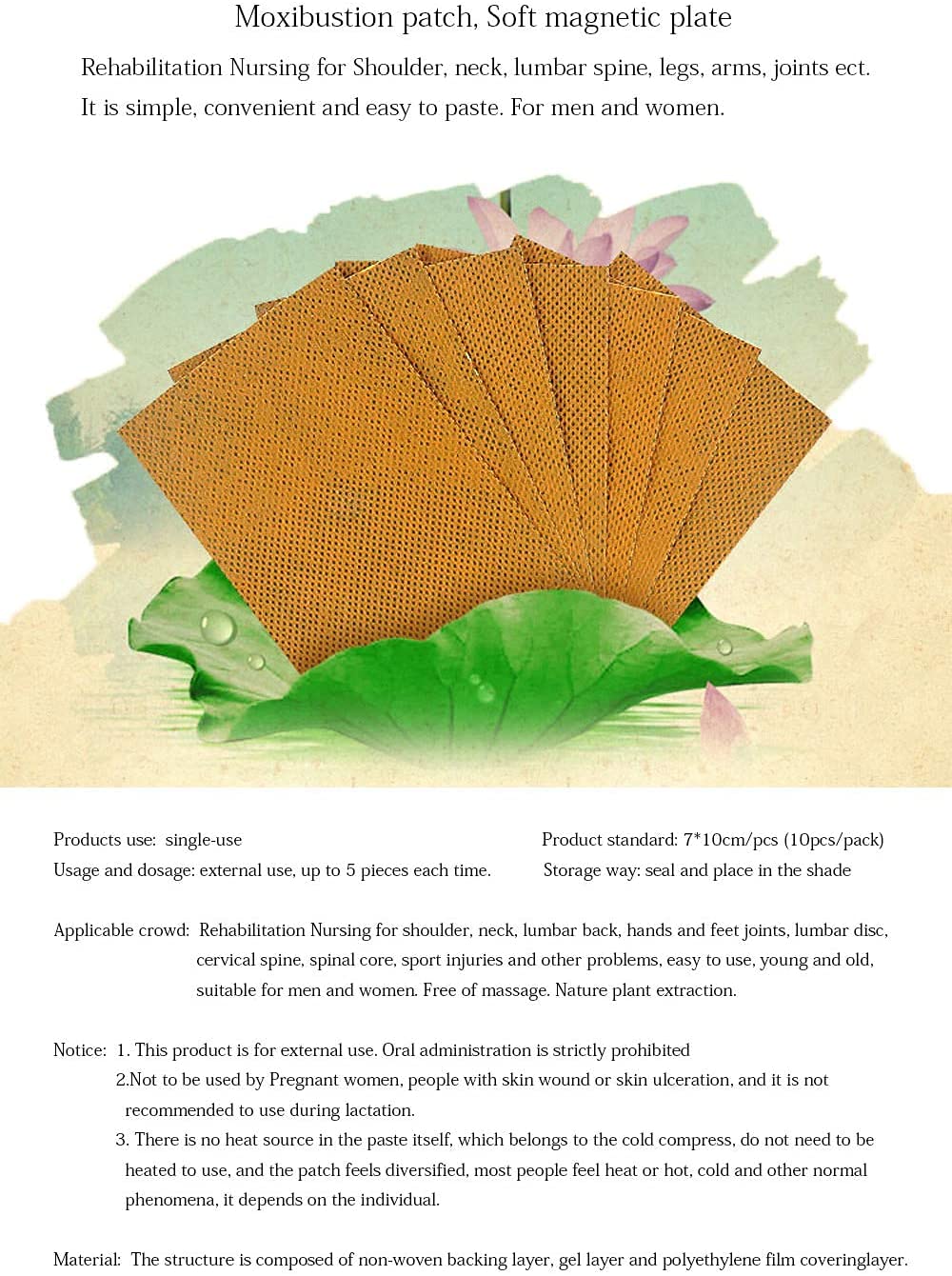 TAI REN YI 60pcs Moxibustion Patch | Self-Heating Moxa Sticker 7x10cm