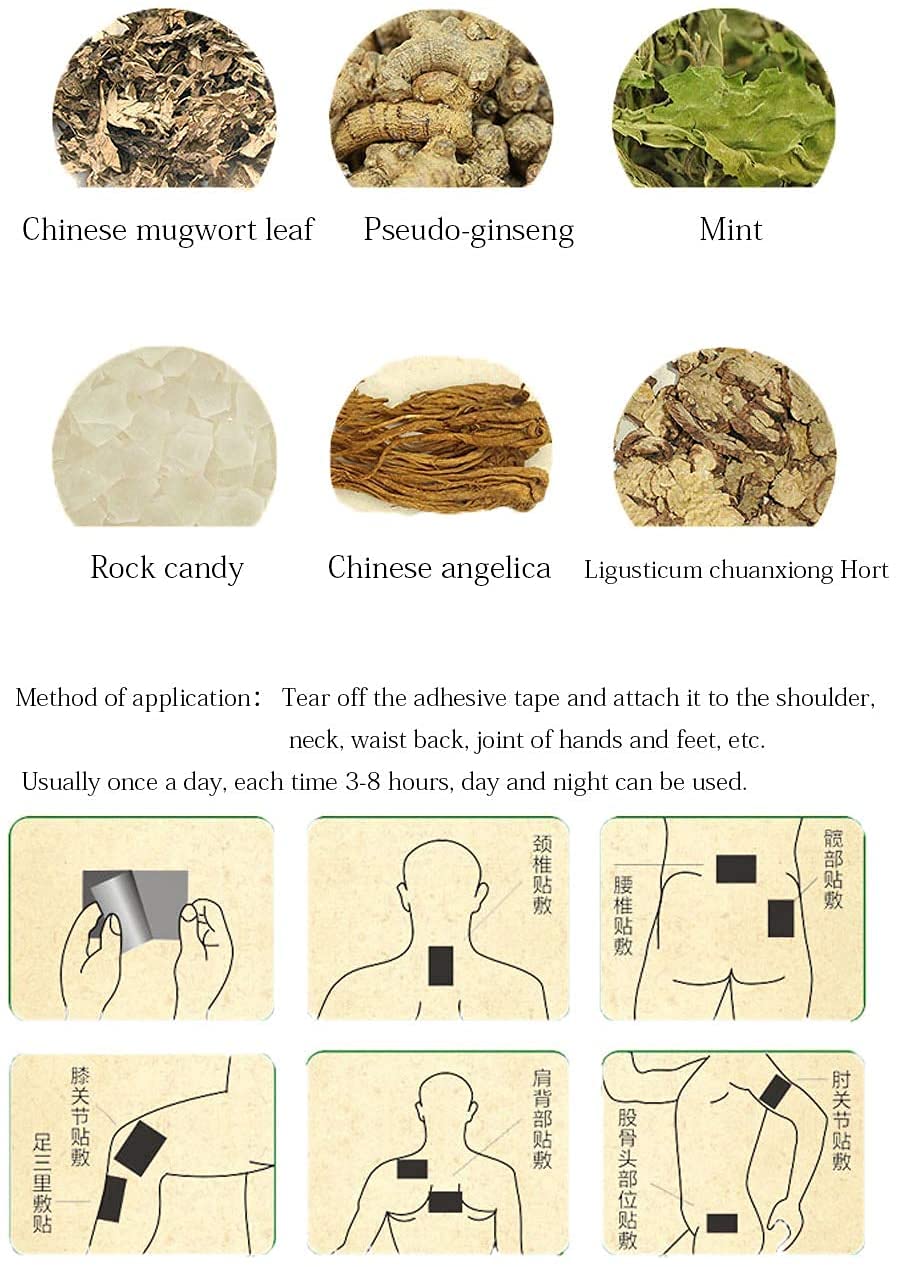 TAI REN YI 60pcs Moxibustion Patch | Self-Heating Moxa Sticker 7x10cm