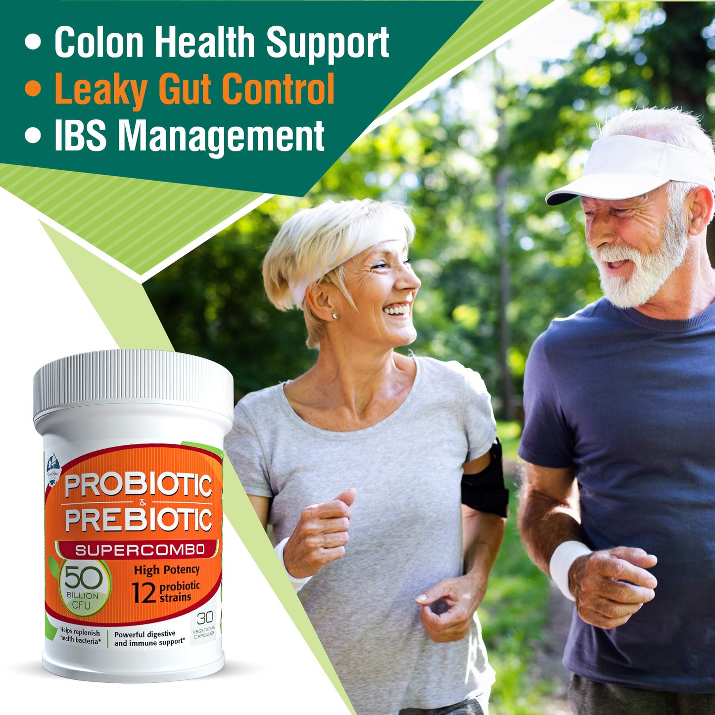 TAIGASEA 50B CFU Probiotic & Prebiotic for Women & Men – 12 Strains, 30 Veggie Capsules