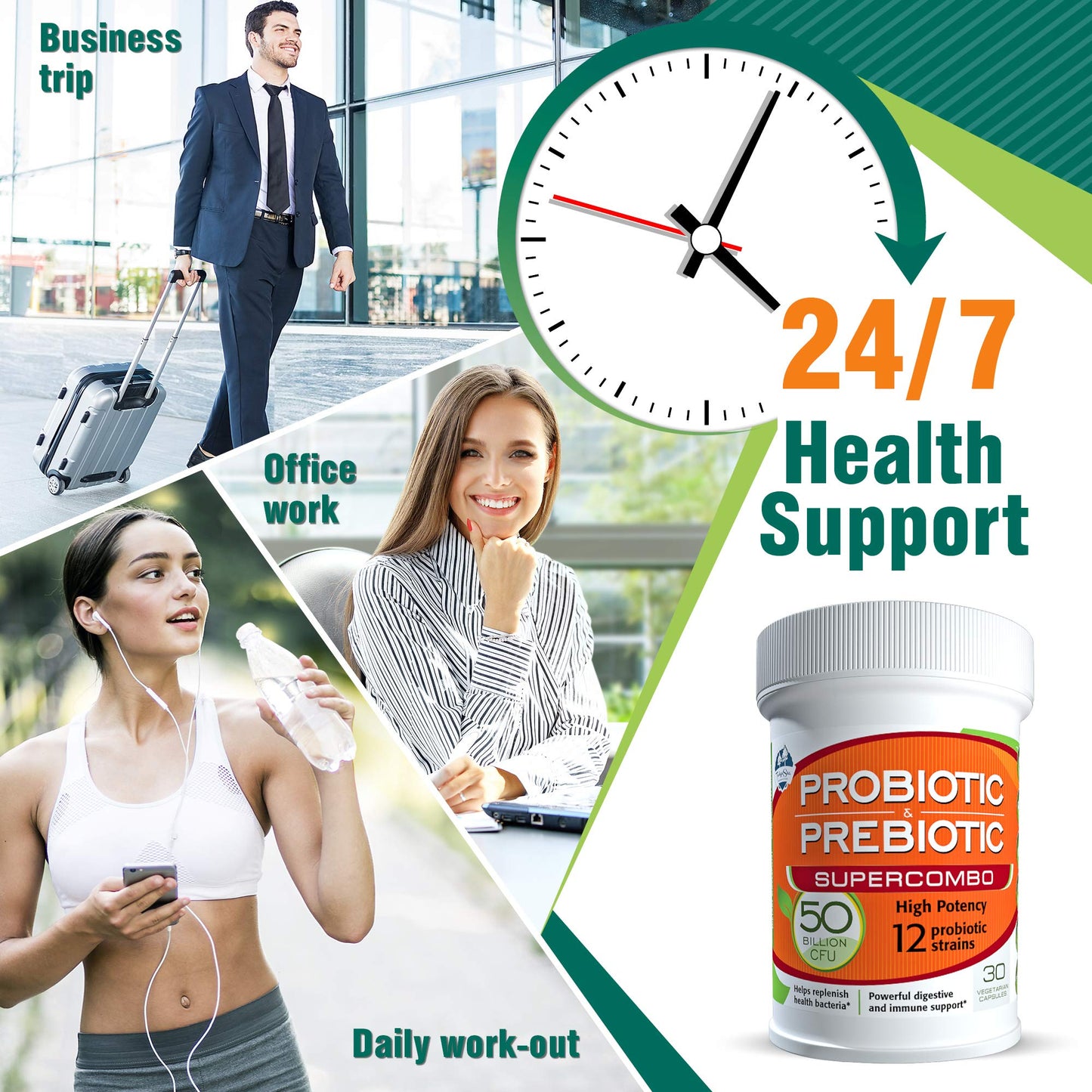 TAIGASEA 50B CFU Probiotic & Prebiotic for Women & Men – 12 Strains, 30 Veggie Capsules