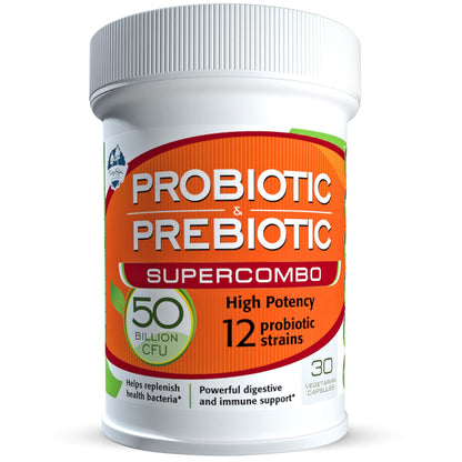 TAIGASEA 50B CFU Probiotic & Prebiotic for Women & Men – 12 Strains, 30 Veggie Capsules