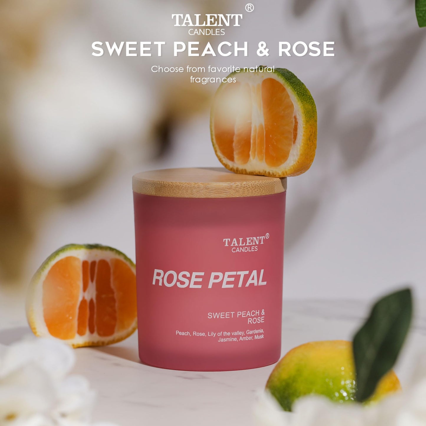 Talent Candles Sweet Peach & Rose – Natural Soy Jar Candle for Relaxation
