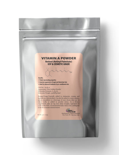 Talsen Chemicals Vitamin A Powder – Retinyl Palmitate & Retinol (USP & Cosmetic Grade) 4 oz