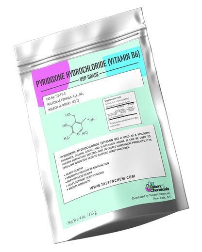 Talsen Chemicals Vitamin B6 Powder (Pyridoxine HCl) 4 oz – Metabolism & Nervous System Support