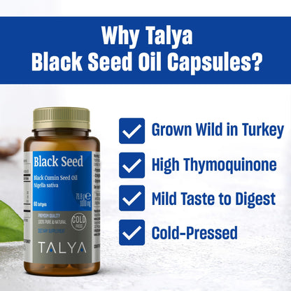 TALYA Black Seed Oil Softgel with High Thymoquinone | Immune & Digestive Support
