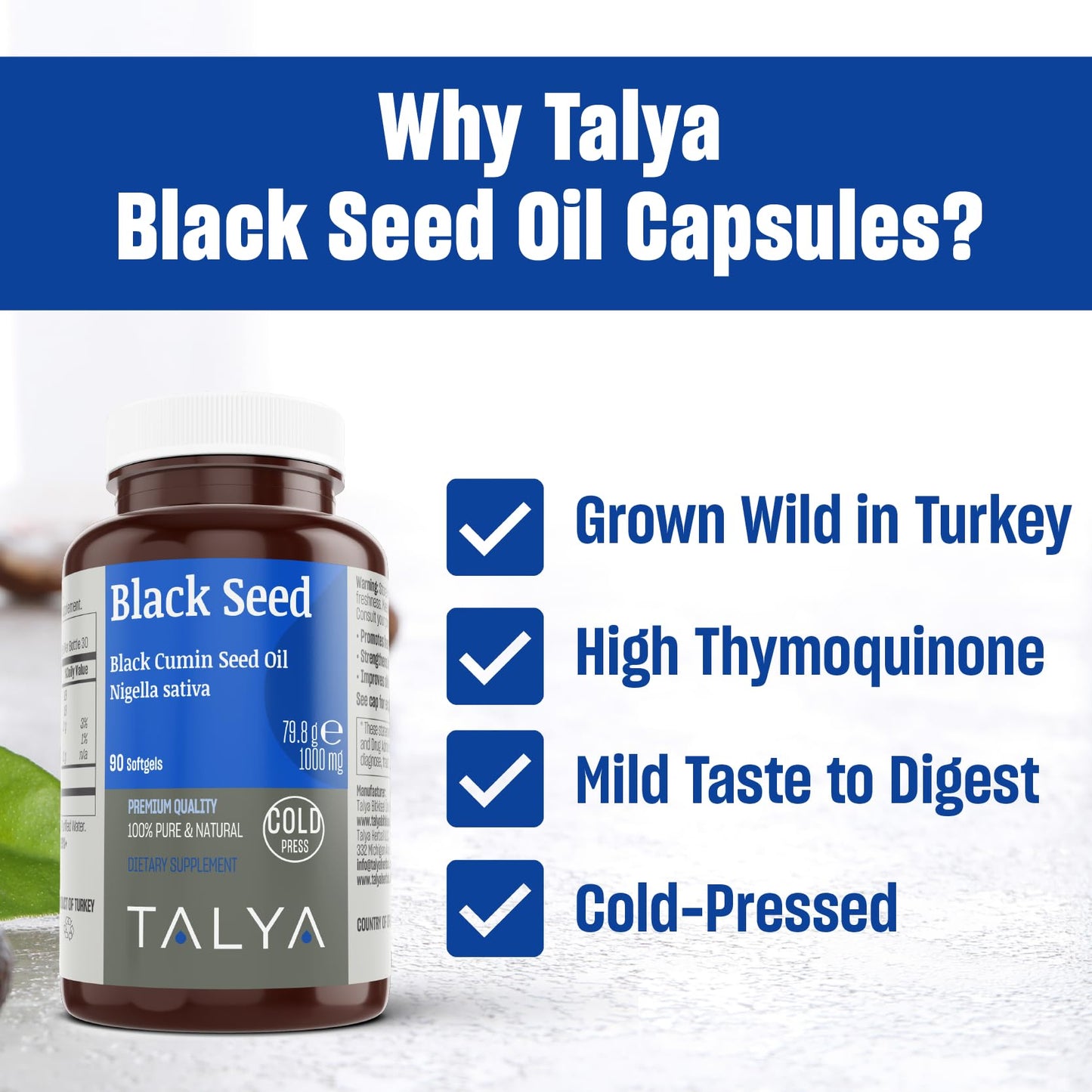 TALYA Black Seed Oil Softgel – High Thymoquinone | Immune & Digestive Health