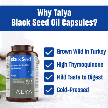 TALYA Black Seed Oil Softgel – High Thymoquinone | Immune & Digestive Health