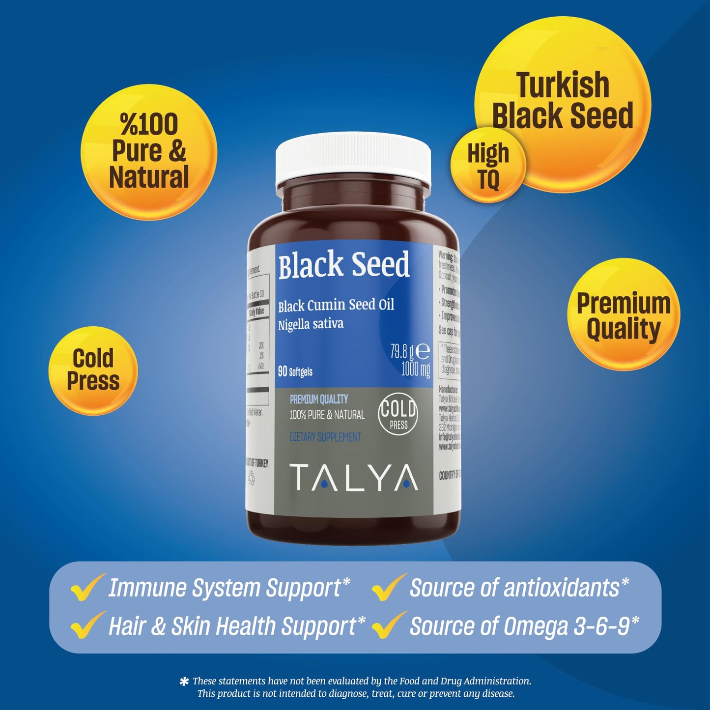 TALYA Black Seed Oil Softgel – High Thymoquinone | Immune & Digestive Health
