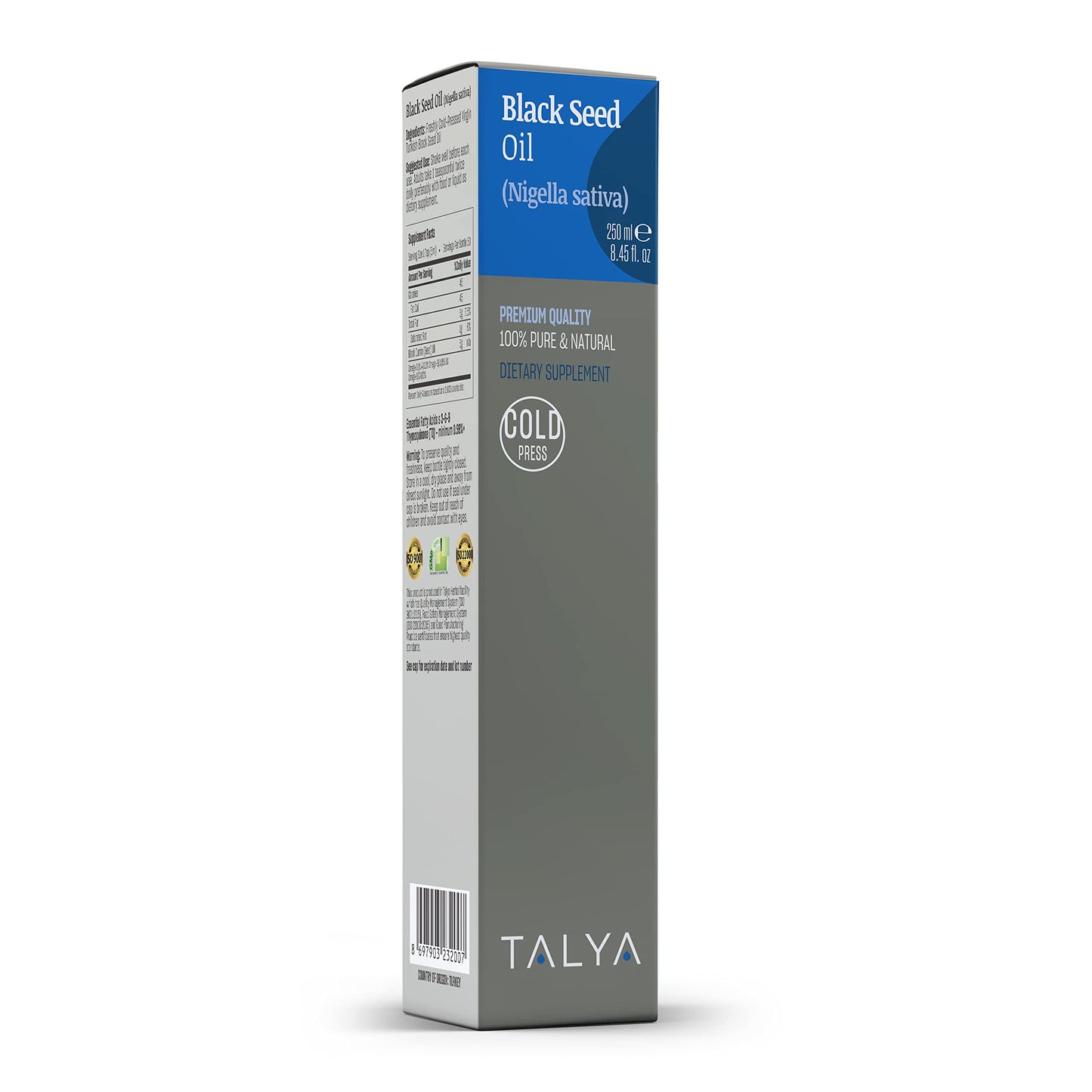 TALYA Black Seed Oil 8.45 fl oz (250 ml) – Cold Pressed Turkish Black Seed Oil – Immune Support