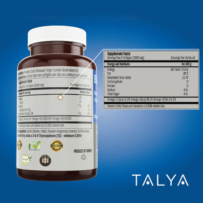 TALYA Black Seed Oil Softgel – High Thymoquinone | Immune & Digestive Health