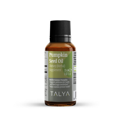 TALYA Pumpkin Seed Oil Drops – Cold-Pressed 0.67 oz | Prostate Support, Hair & Skin Health | Vegan