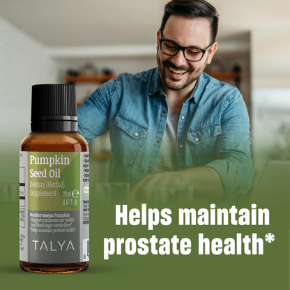 TALYA Pumpkin Seed Oil Drops – Cold-Pressed 0.67 oz | Prostate Support, Hair & Skin Health | Vegan