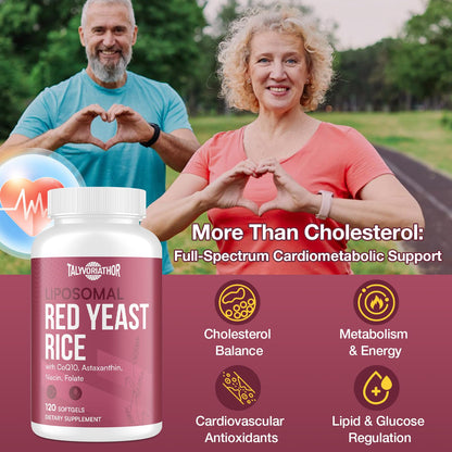 Talyvoriathor Liposomal Red Yeast Rice 1200mg – CoQ10 & Astaxanthin | Extra Strength Cholesterol & Cardiovascular Support