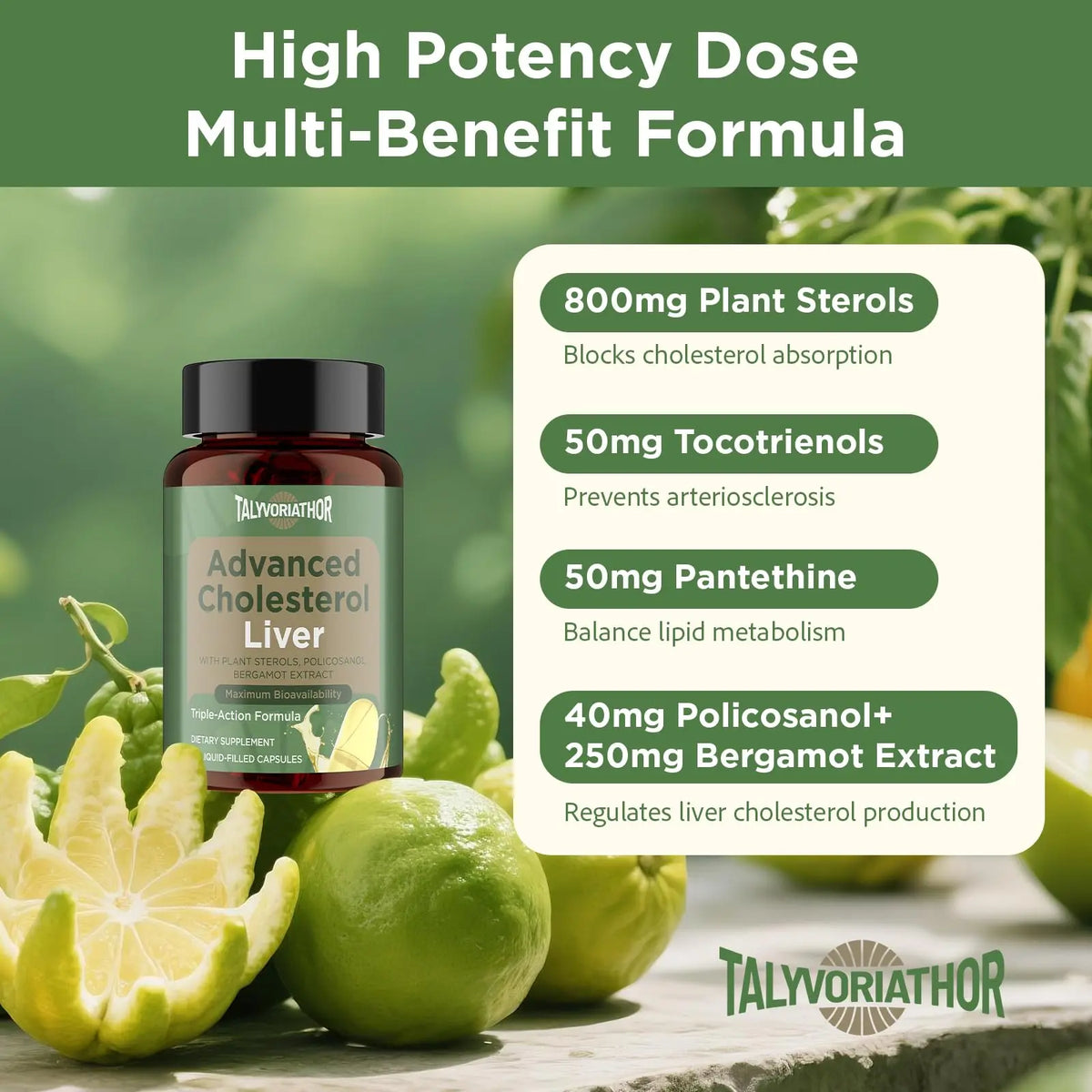 Talyvoriathor Advanced Cholesterol Support – Liquid-Filled Capsules with Plant Sterols, Policosanol & Bergamot BritishVita | Premium UK Vitamins & Wellness Supplements