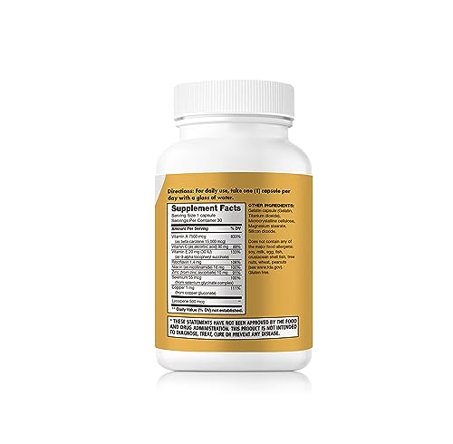Tan Optimizer – Sugar-Free Tanning Pills with 25,000 IU Vitamin A, Beta Carotene & Antioxidants for Skin Health & Immune Support – 30 Capsules