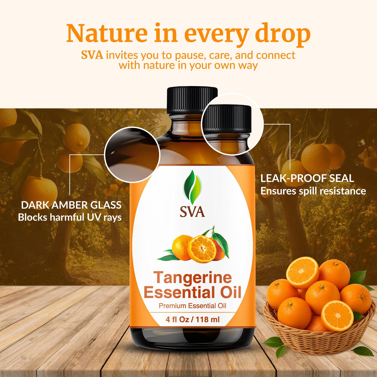 SVA Tangerine Essential Oil – 4 oz | 100% Natural, Dropper