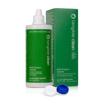 Tangible Clean Multi-Purpose Contact Lens Solution – Scleral, RGP & Gas Permeable, 12 oz with Case