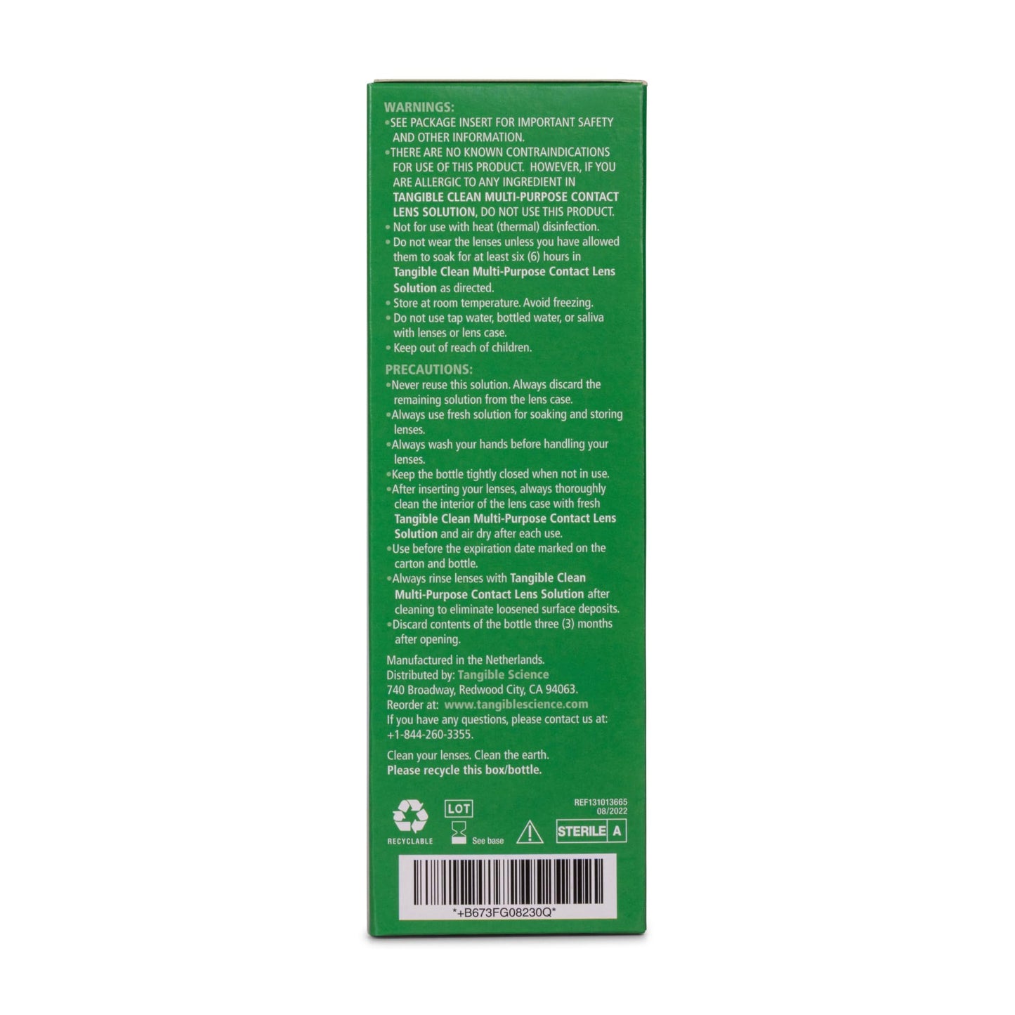 Tangible Clean Multi-Purpose Contact Lens Solution – Scleral, RGP & Gas Permeable, 12 oz with Case