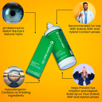 Tangible Clean Multi-Purpose Contact Lens Solution – Scleral, RGP & Gas Permeable, 12 oz with Case