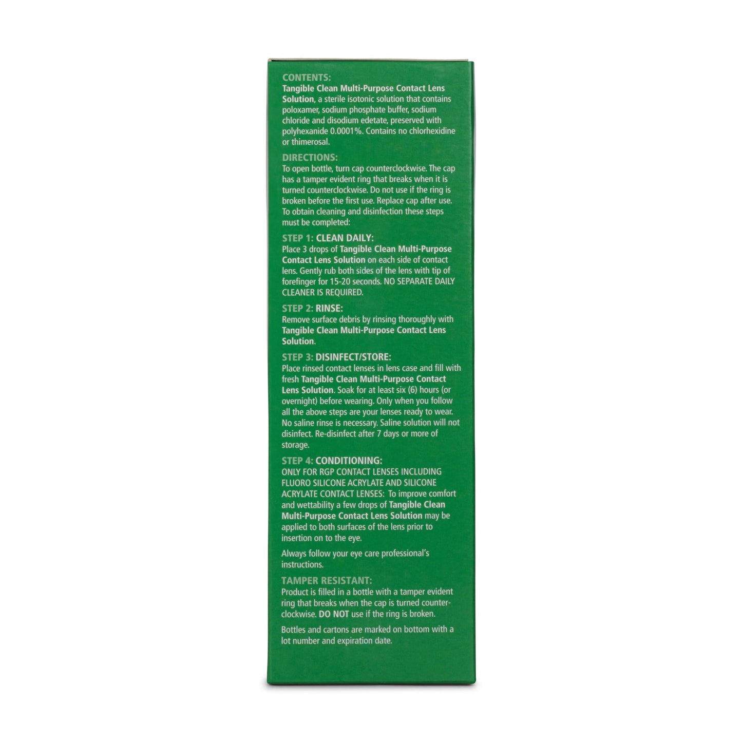 Tangible Clean Multi-Purpose Contact Lens Solution – Scleral, RGP & Gas Permeable, 12 oz with Case