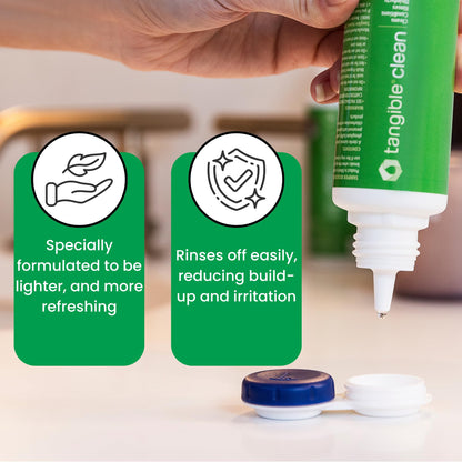 Tangible Clean Multi-Purpose Contact Lens Solution – Scleral, RGP & Gas Permeable, 12 oz with Case