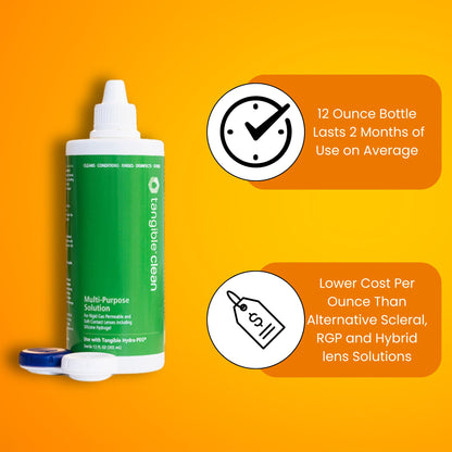 Tangible Clean Multi-Purpose Contact Lens Solution – Scleral, RGP & Gas Permeable, 12 oz with Case