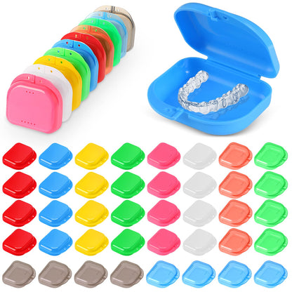 Tanlade 40 Pcs Retainer Case with Vent Holes – 10 Colors Dental Storage Box