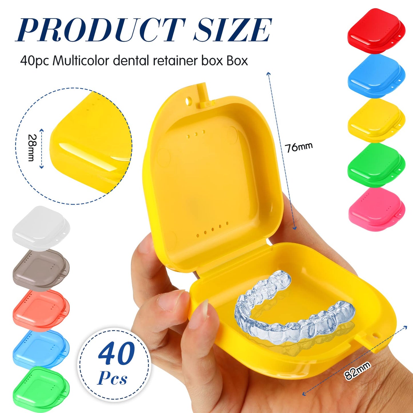 Tanlade 40 Pcs Retainer Case with Vent Holes – 10 Colors Dental Storage Box